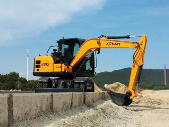 What should I do when the excavator moves forward and deviates